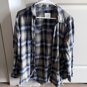 Oversized, distressed, boyfriend flannel